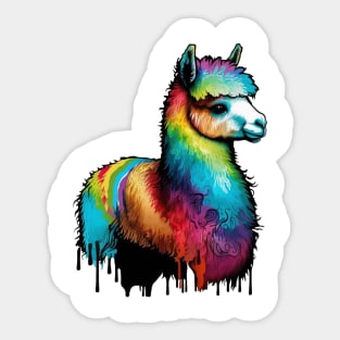 Alpaca Llama Rainbow Colordrops Sticker